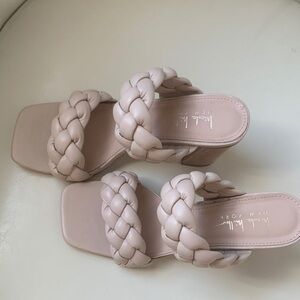 Nicole Miller Women's Cream Braided Sandals